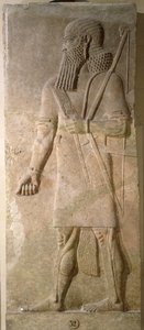 Reliëf van een Assyrische krijger, uit het Paleis van Sargon II in Khorsabad, Irak